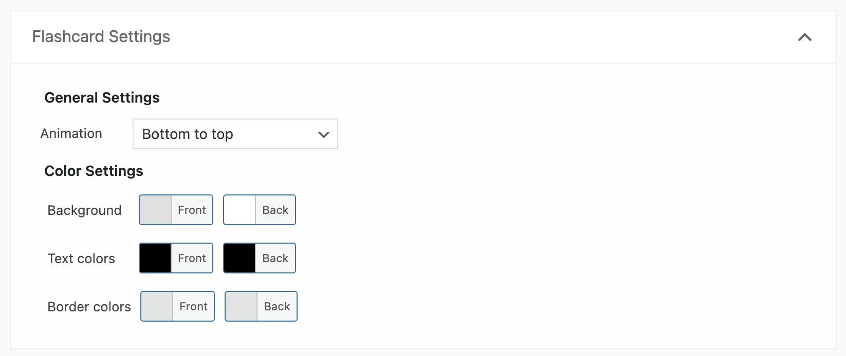 Individual Questions Flashcard Settings